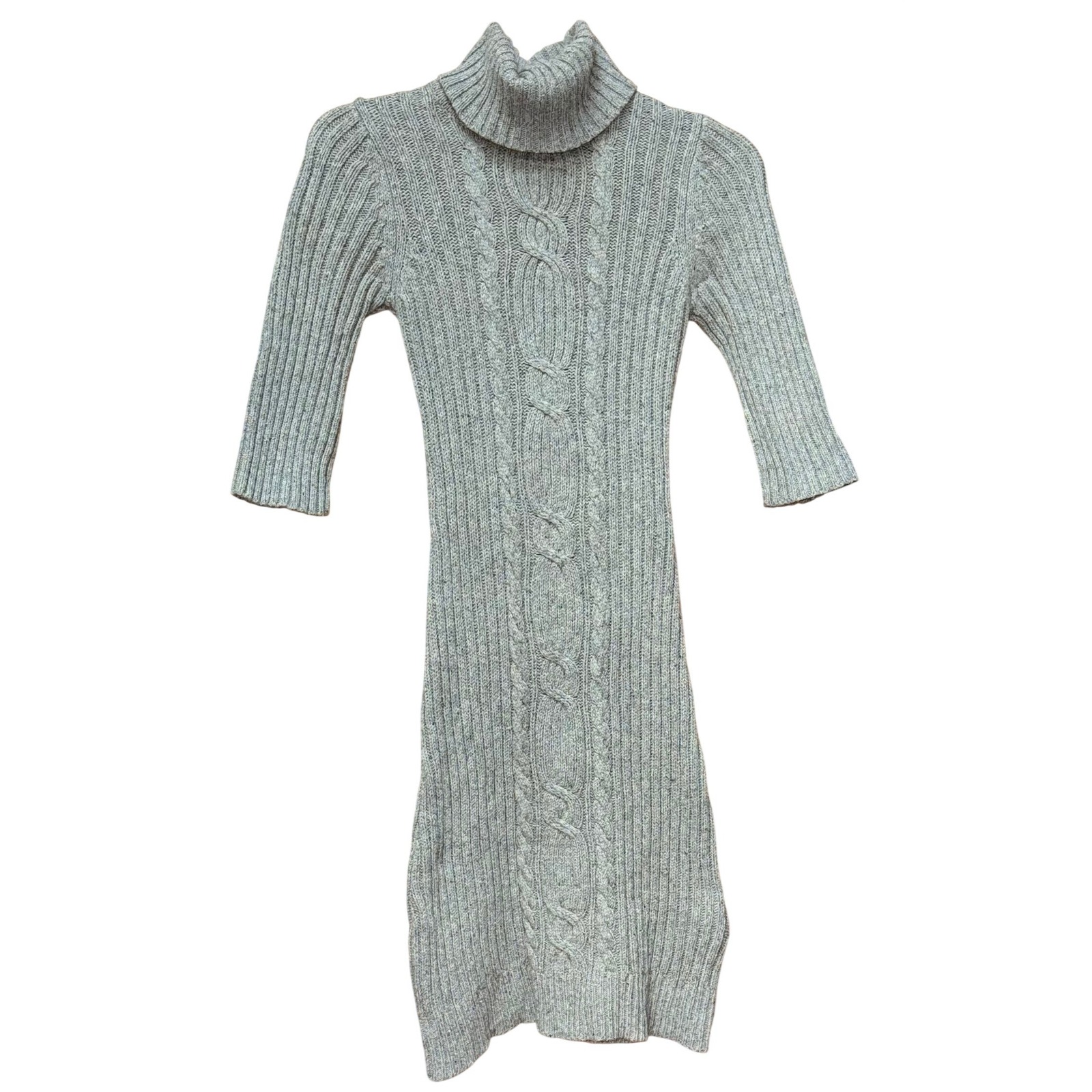 Old Navy Women's S Grey Cable-Knit Turtleneck Sweater Dress Preppy Chunky Y2k